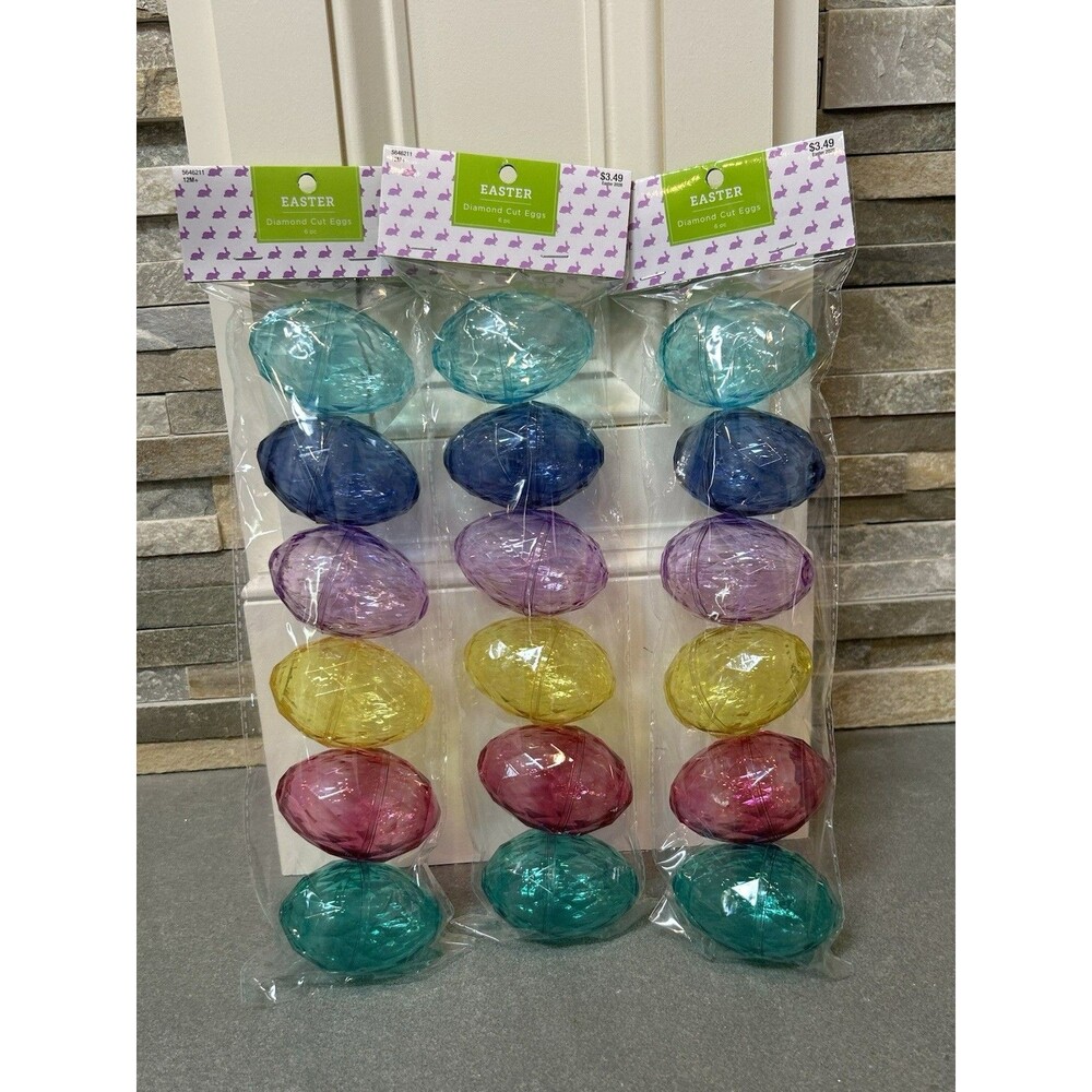 Brother Sister Design Studio Diamond Cut Eggs Multicolor Plastic Easter 6pc